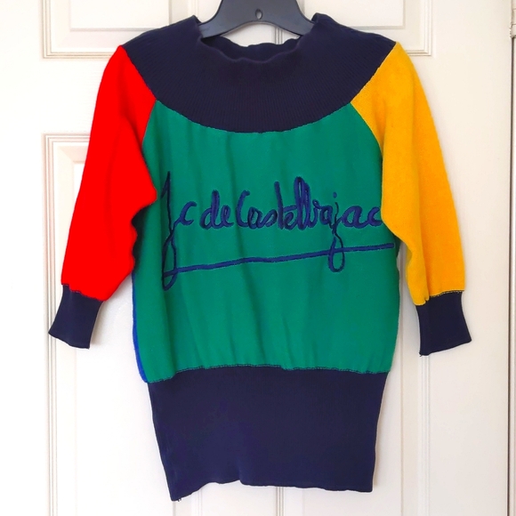 JC De Castelbajac Woman's colorful 100% cotton sweater with embroidery. - Picture 1 of 4